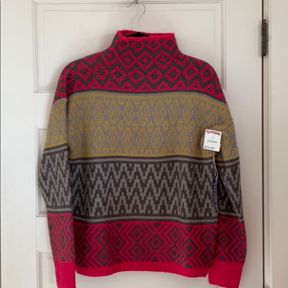 Mock neck multi colored sweater S